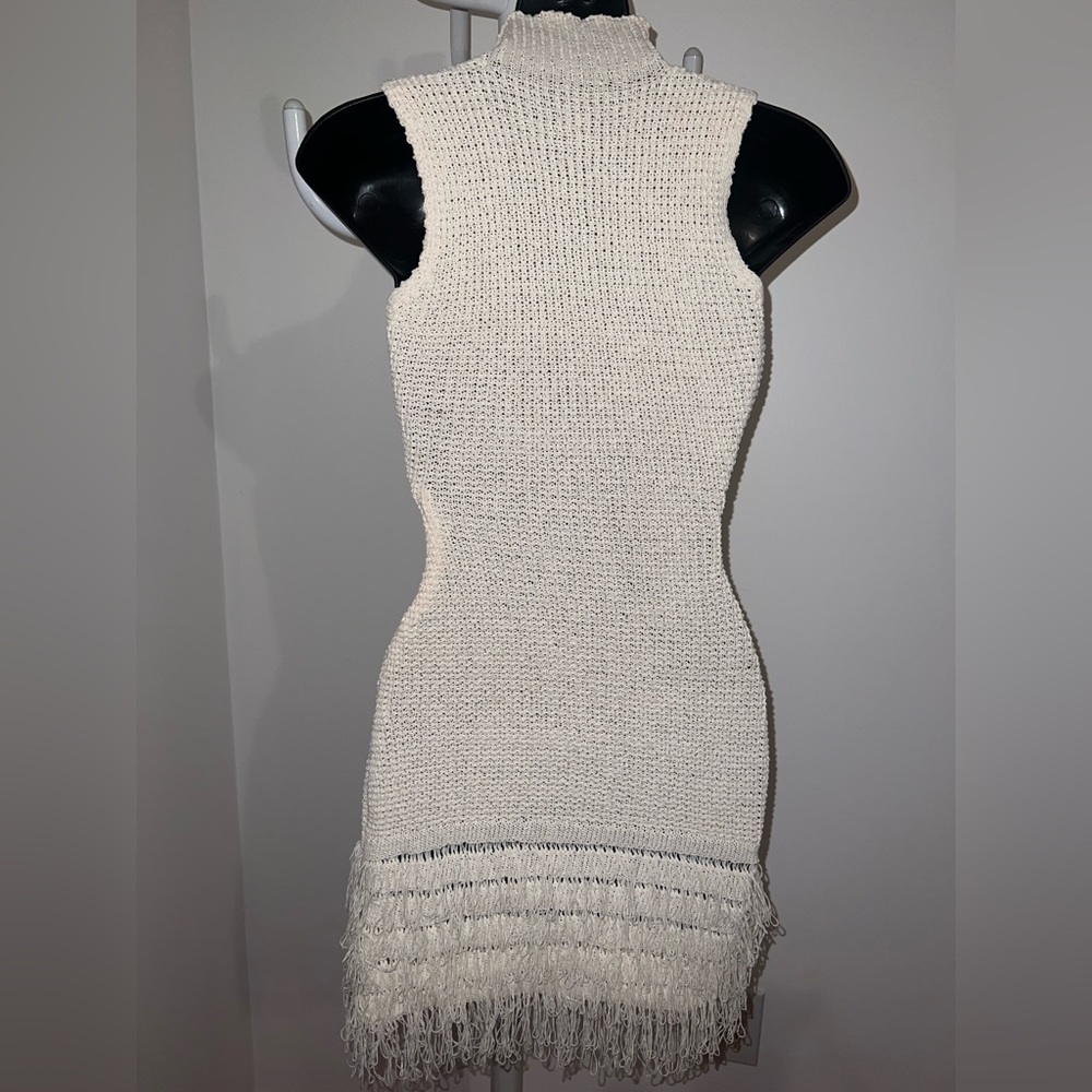 Elegant Cream Knit tassel Dress - Picture 3 of 6